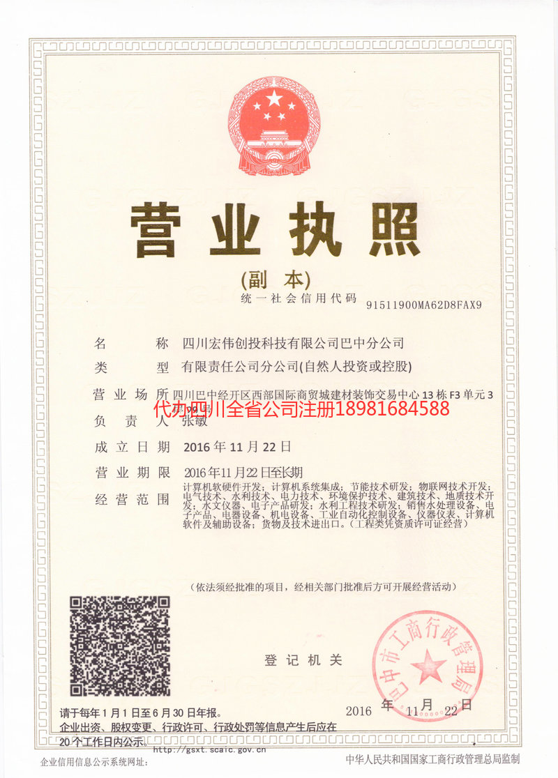 盐边盐边宏伟创投科技有限公司